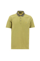 Açık Sarı Polo Yaka Regular Fit Nakışlı Merserize Pamuk T-shirt
