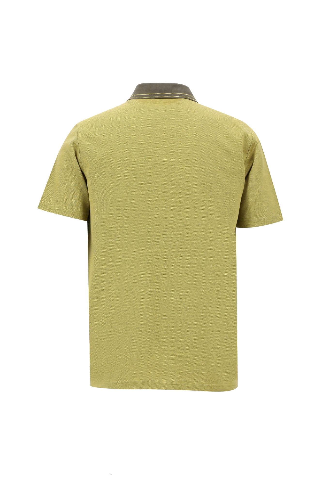 Açık Sarı Polo Yaka Regular Fit Nakışlı Merserize Pamuk T-shirt