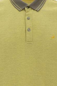 Açık Sarı Polo Yaka Regular Fit Nakışlı Merserize Pamuk T-shirt