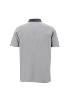 Orta Mor Polo Yaka Regular Fit Nakışlı Merserize Pamuk T-shirt