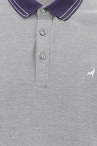 Orta Mor Polo Yaka Regular Fit Nakışlı Merserize Pamuk T-shirt