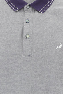 Orta Mor Polo Yaka Regular Fit Nakışlı Merserize Pamuk T-shirt
