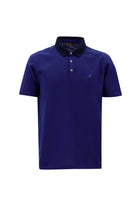 Koyu Mor Polo Yaka Regular Fit Nakışlı Merserize Pamuk T-shirt
