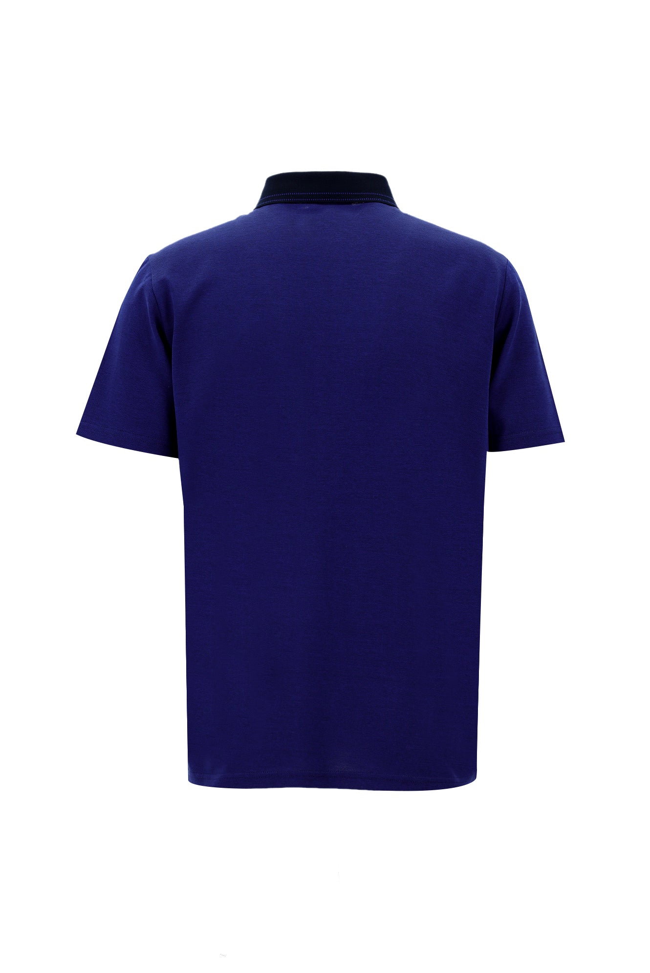 Koyu Mor Polo Yaka Regular Fit Nakışlı Merserize Pamuk T-shirt