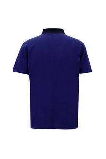 Koyu Mor Polo Yaka Regular Fit Nakışlı Merserize Pamuk T-shirt
