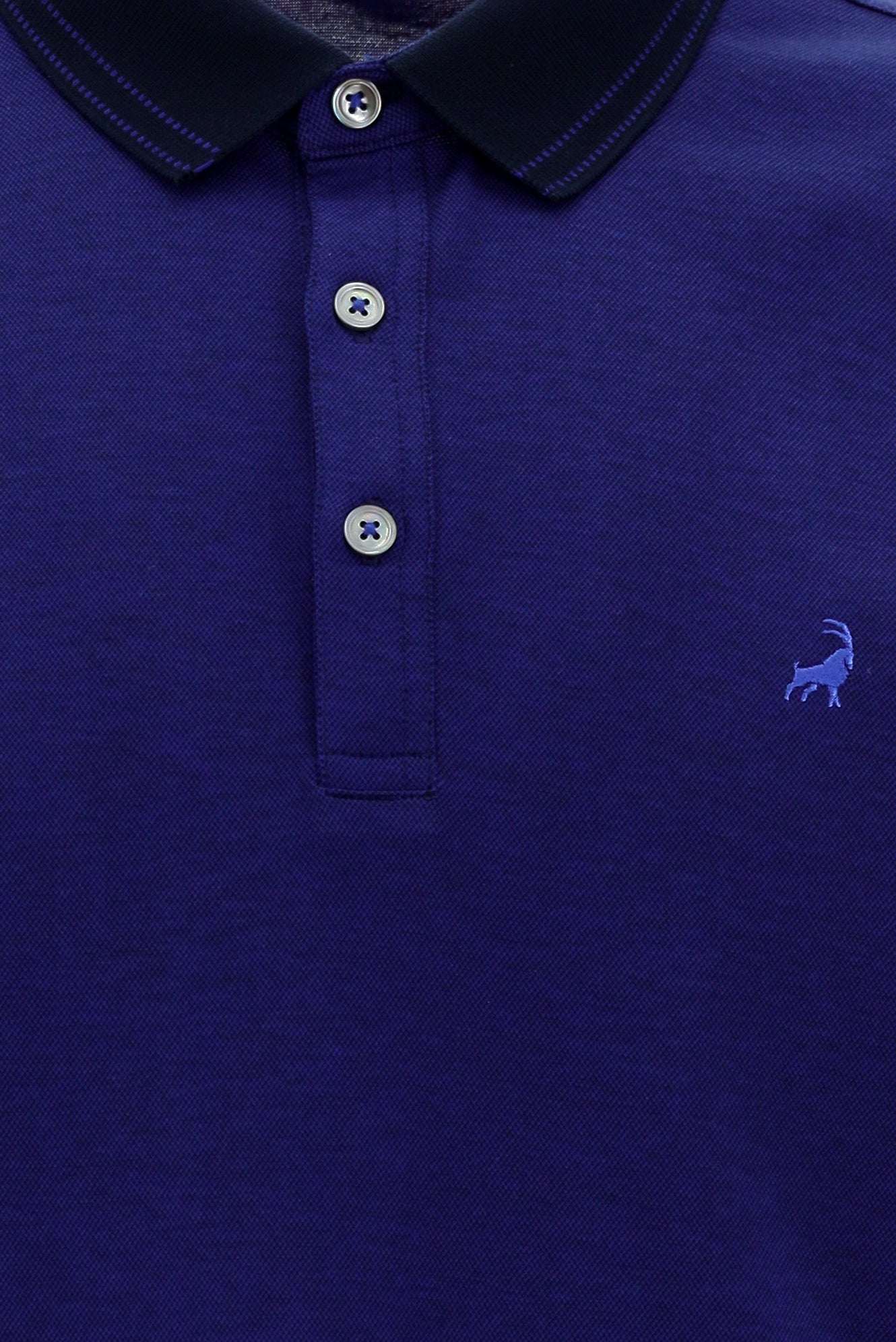 Koyu Mor Polo Yaka Regular Fit Nakışlı Merserize Pamuk T-shirt