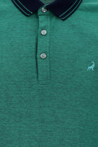 Çimen Yeşili Polo Yaka Regular Fit Nakışlı Merserize Pamuk T-shirt