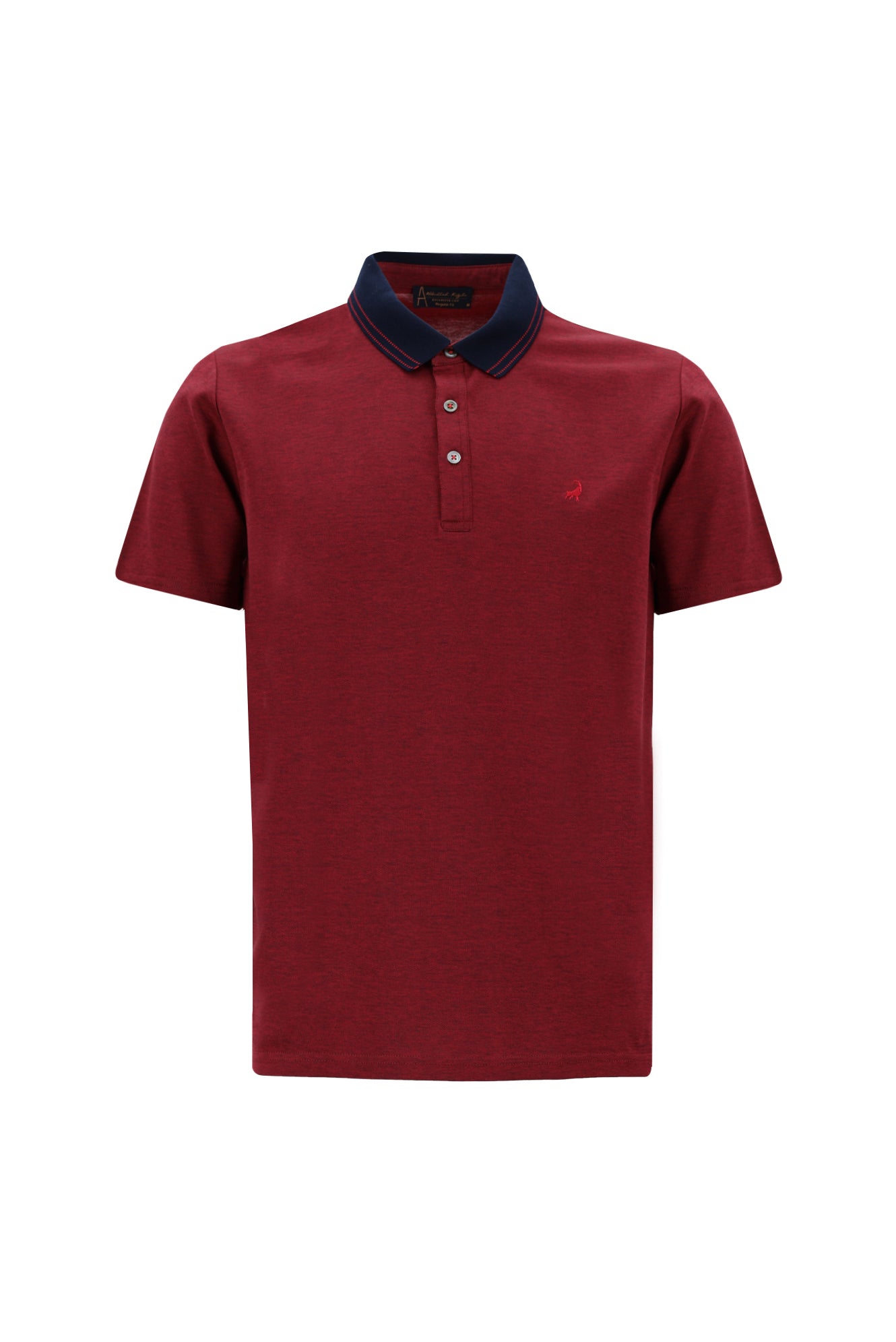 Açık Kırmızı Polo Yaka Regular Fit Nakışlı Merserize Pamuk T-shirt