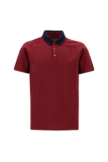 Açık Kırmızı Polo Yaka Regular Fit Nakışlı Merserize Pamuk T-shirt