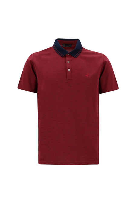 Açık Kırmızı Polo Yaka Regular Fit Nakışlı Merserize Pamuk T-shirt