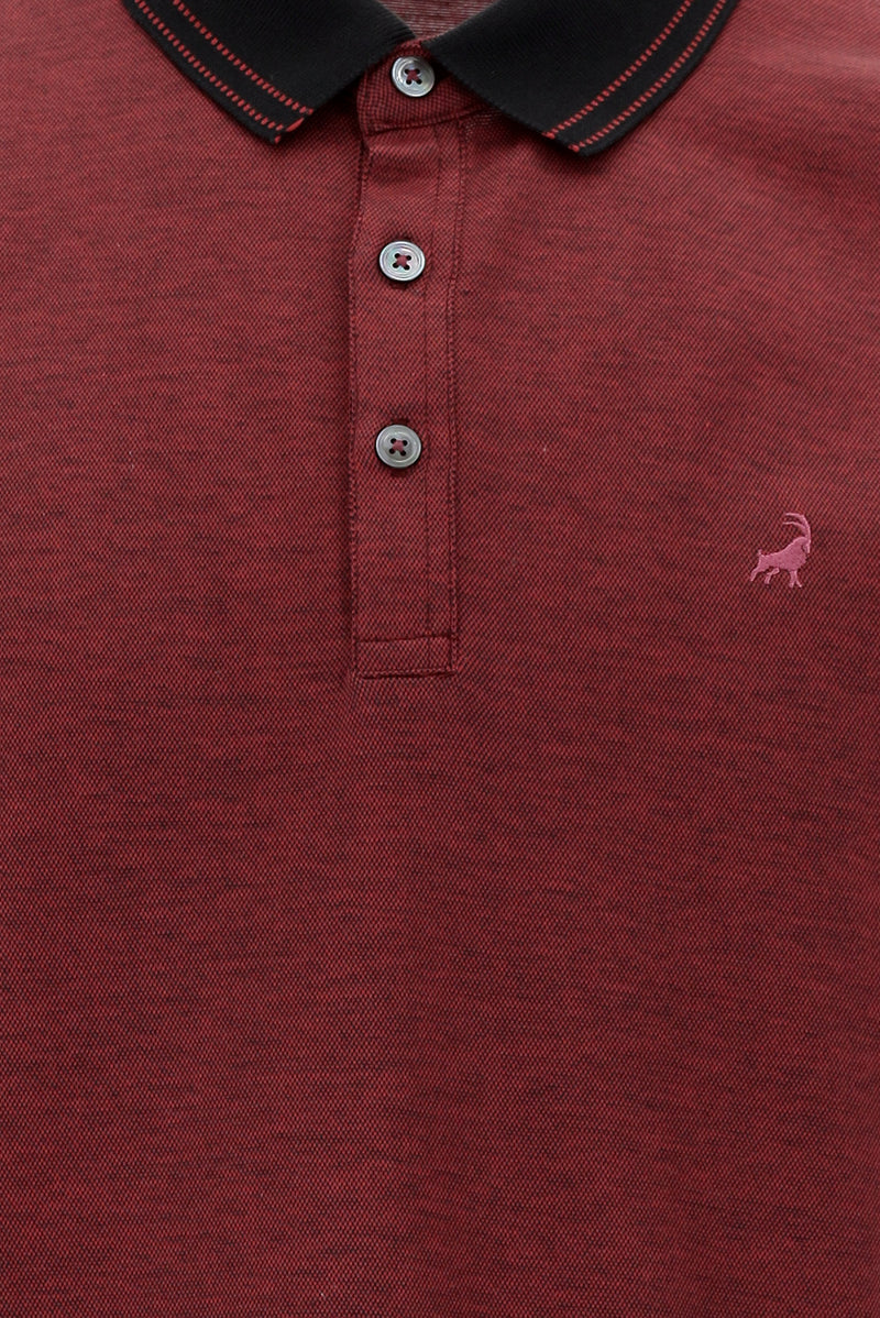 Orta Antrasit Polo Yaka Regular Fit Nakışlı Merserize Pamuk T-shirt