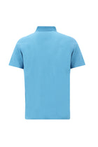 Orta Turkuaz Polo Yaka Regular Fit Nakışlı Merserize Pamuk T-shirt