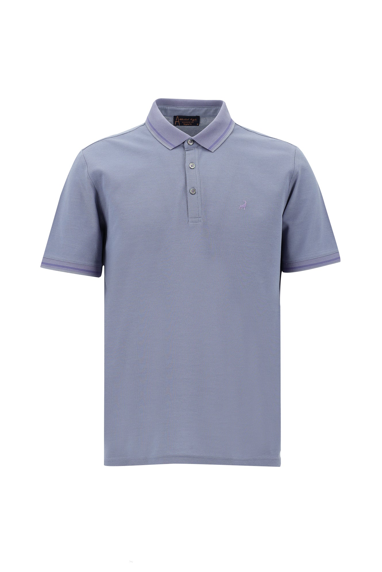 Açık Mavi Polo Yaka Regular Fit Nakışlı Merserize Pamuk T-shirt