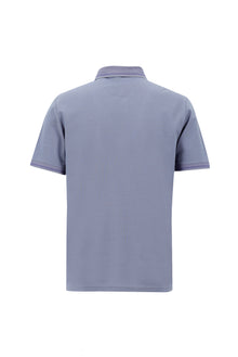 Açık Mavi Polo Yaka Regular Fit Nakışlı Merserize Pamuk T-shirt