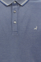 Koyu Mavi  Polo Yaka Regular Fit Nakışlı Merserize Pamuk T-shirt