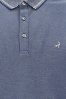 Koyu Mavi  Polo Yaka Regular Fit Nak??l? Merserize Pamuk T-shirt-Abdullah Ki??l?