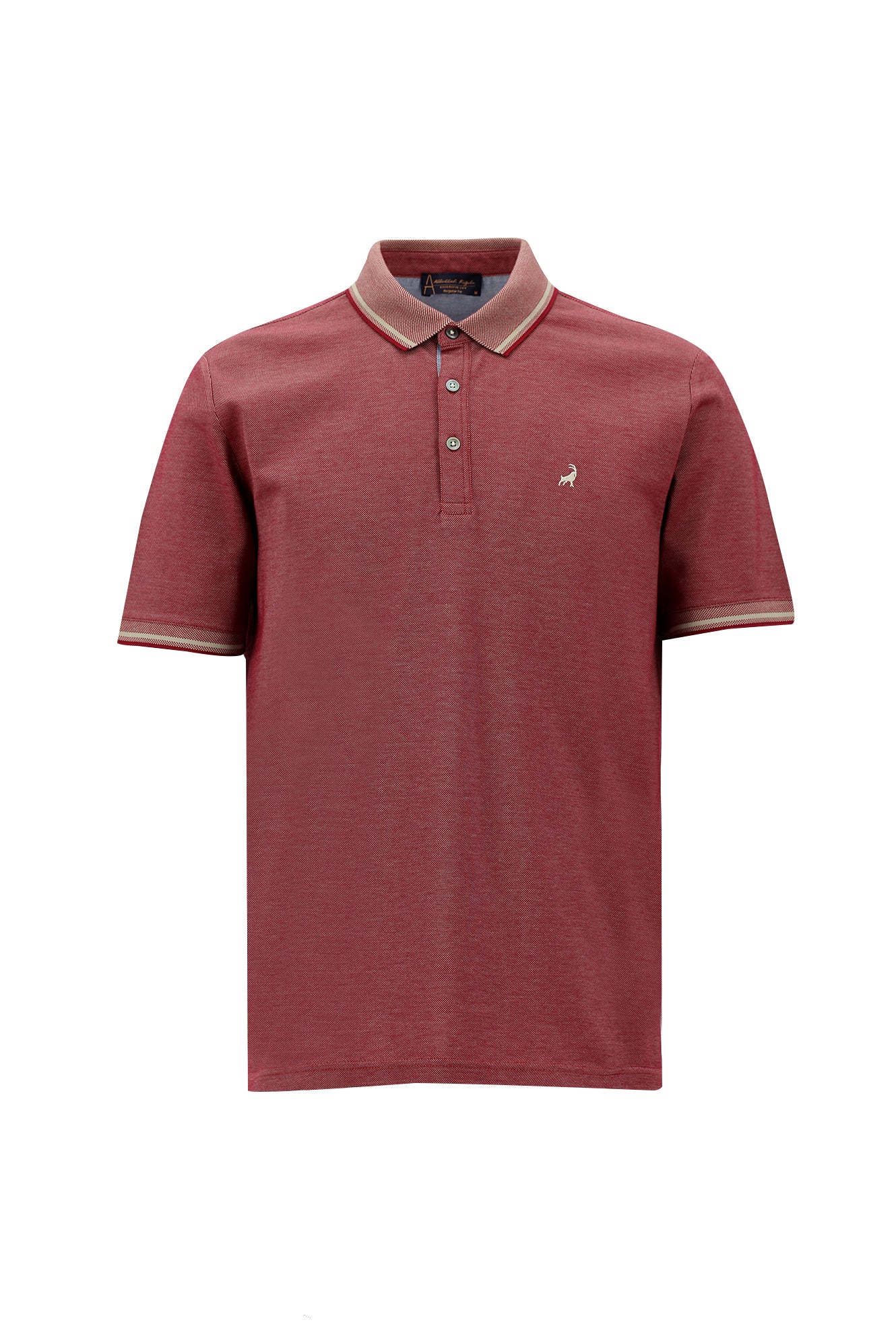 Koyu Bordo Polo Yaka Regular Fit Nakışlı Merserize Pamuk T-shirt