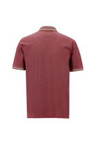 Koyu Bordo Polo Yaka Regular Fit Nakışlı Merserize Pamuk T-shirt