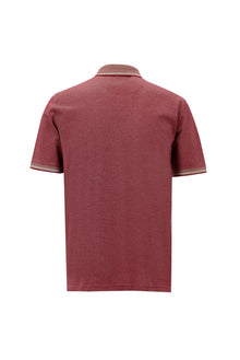 Koyu Bordo Polo Yaka Regular Fit Nakışlı Merserize Pamuk T-shirt