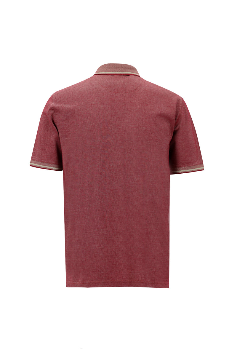 Koyu Bordo Polo Yaka Regular Fit Nakışlı Merserize Pamuk T-shirt