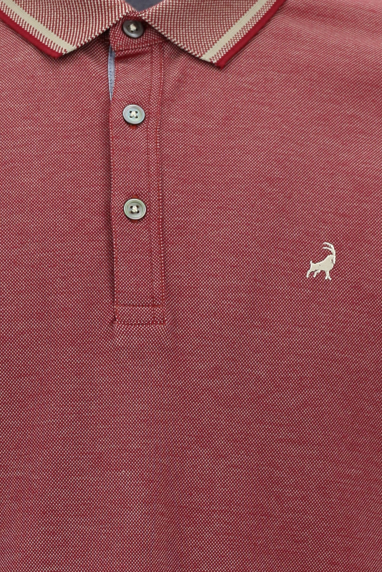 Koyu Bordo Polo Yaka Regular Fit Nakışlı Merserize Pamuk T-shirt