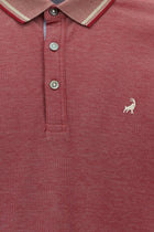 Koyu Bordo Polo Yaka Regular Fit Nakışlı Merserize Pamuk T-shirt