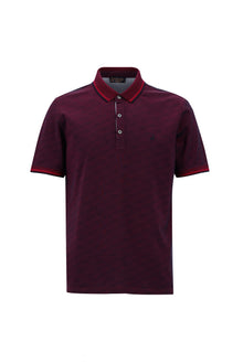 Fuşya Polo Yaka Regular Fit Nakışlı Merserize Pamuk T-shirt