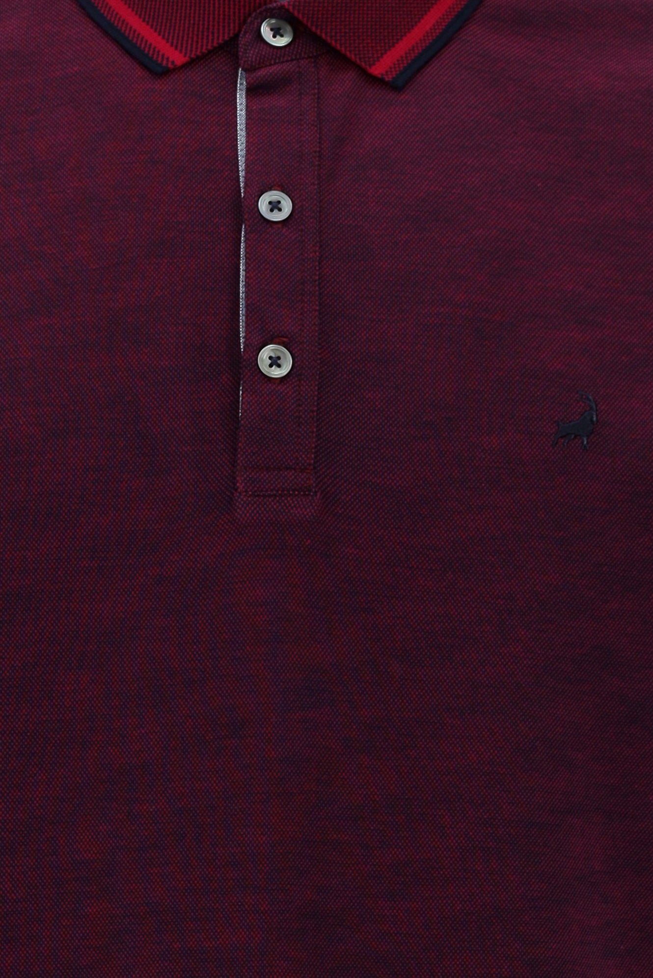Fuşya Polo Yaka Regular Fit Nakışlı Merserize Pamuk T-shirt