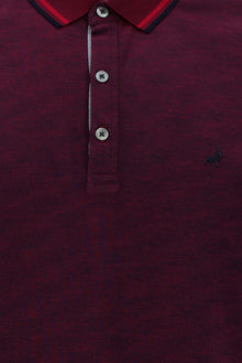 Fuşya Polo Yaka Regular Fit Nakışlı Merserize Pamuk T-shirt