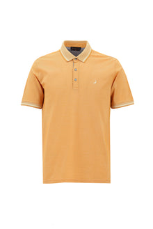 Açık Turuncu Polo Yaka Regular Fit Nakışlı Merserize Pamuk T-shirt