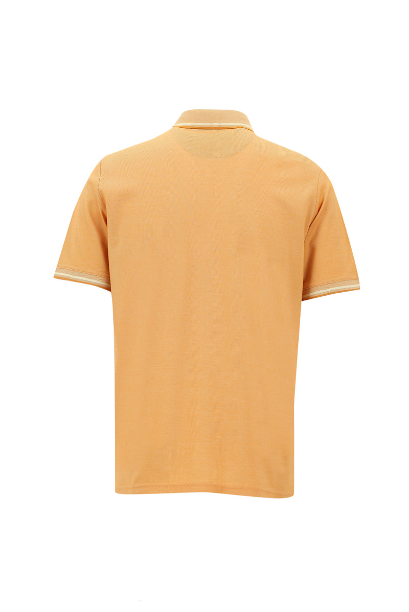 Açık Turuncu Polo Yaka Regular Fit Nakışlı Merserize Pamuk T-shirt