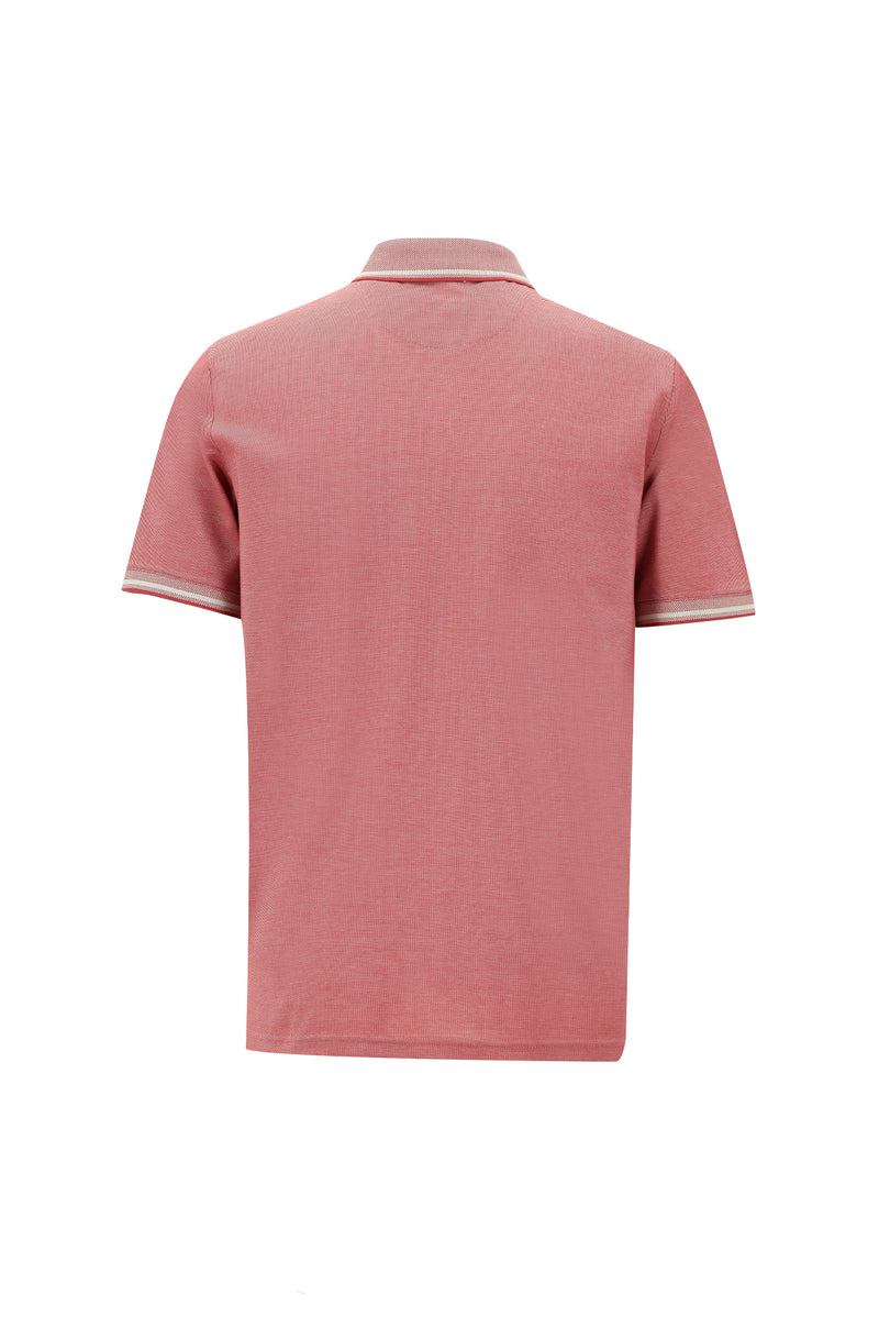 Kiremit Polo Yaka Regular Fit Nakışlı Merserize Pamuk T-shirt