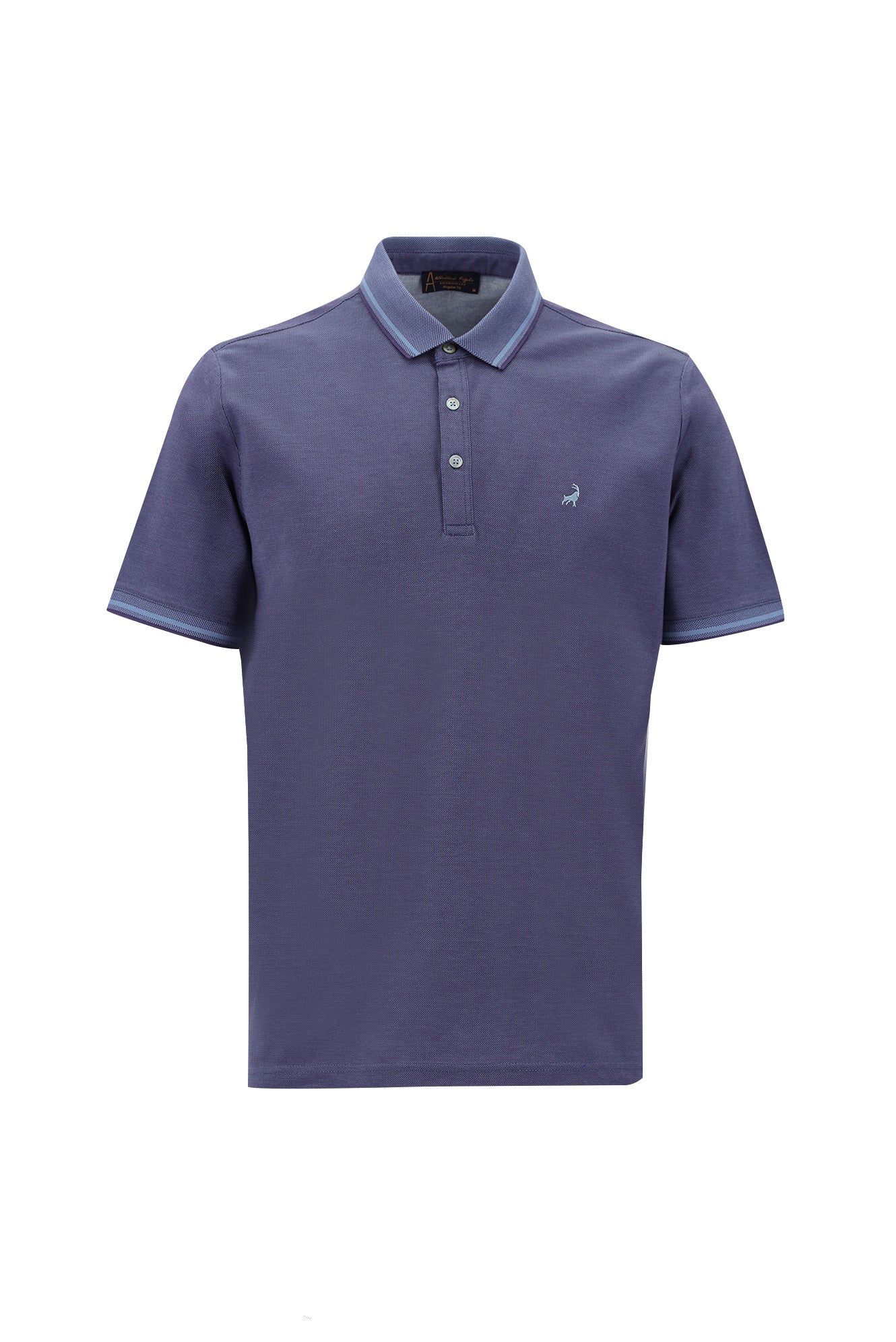 Mor Polo Yaka Regular Fit Nakışlı Merserize Pamuk T-shirt