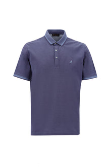 Mor Polo Yaka Regular Fit Nakışlı Merserize Pamuk T-shirt
