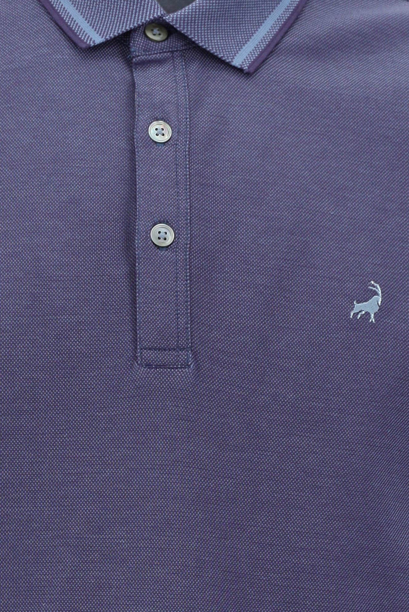 Mor Polo Yaka Regular Fit Nakışlı Merserize Pamuk T-shirt