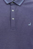 Mor Polo Yaka Regular Fit Nakışlı Merserize Pamuk T-shirt