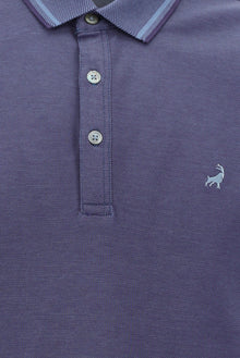 Mor Polo Yaka Regular Fit Nakışlı Merserize Pamuk T-shirt