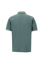 Koyu Yeşil Polo Yaka Regular Fit Nakışlı Merserize Pamuk T-shirt