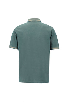 Koyu Yeşil Polo Yaka Regular Fit Nakışlı Merserize Pamuk T-shirt