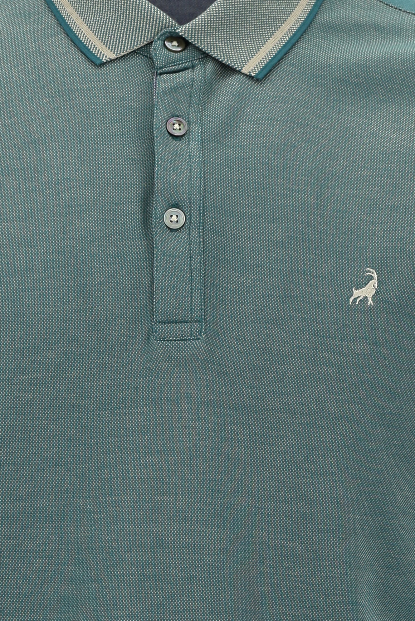 Koyu Yeşil Polo Yaka Regular Fit Nakışlı Merserize Pamuk T-shirt