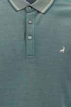 Koyu Yeşil Polo Yaka Regular Fit Nakışlı Merserize Pamuk T-shirt