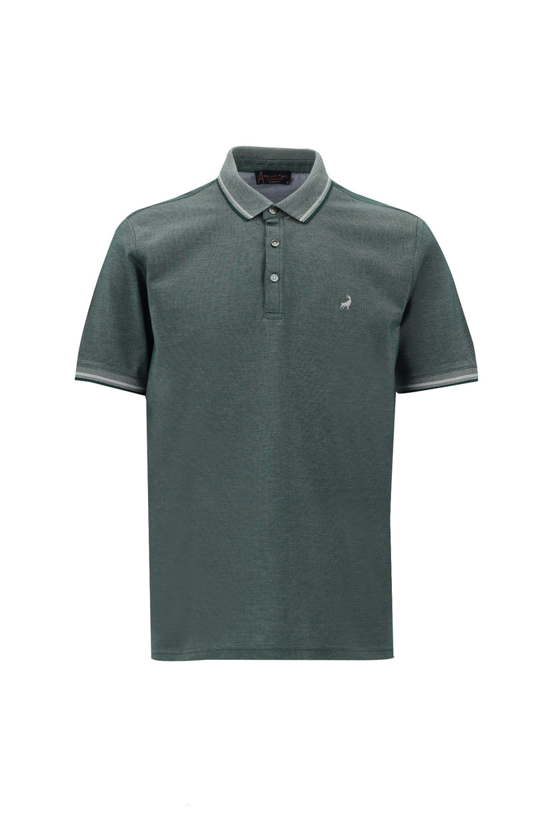 Nefti Polo Yaka Regular Fit Nakışlı Merserize Pamuk T-shirt