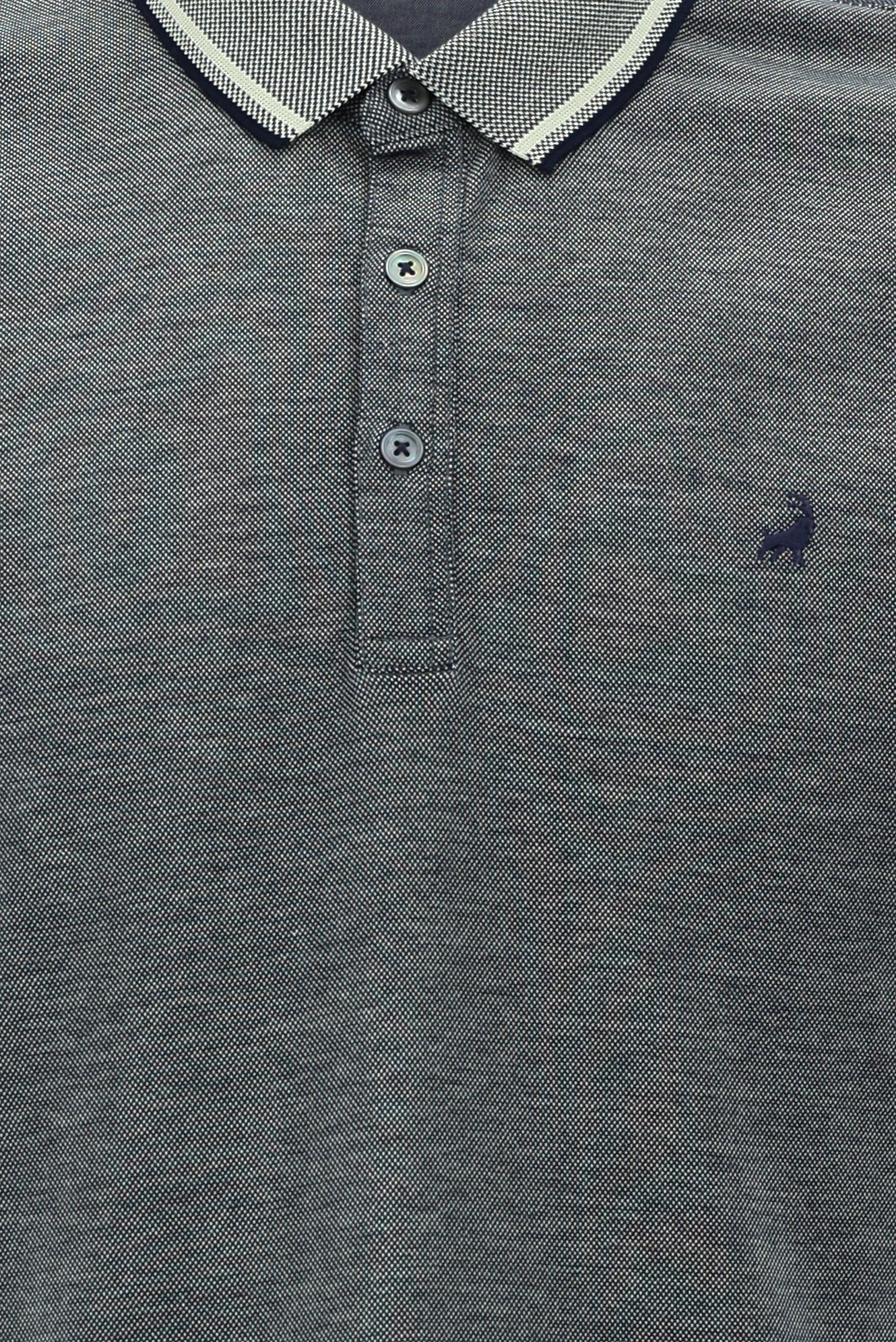 Su Yeşili Polo Yaka Regular Fit Nakışlı Merserize Pamuk T-shirt