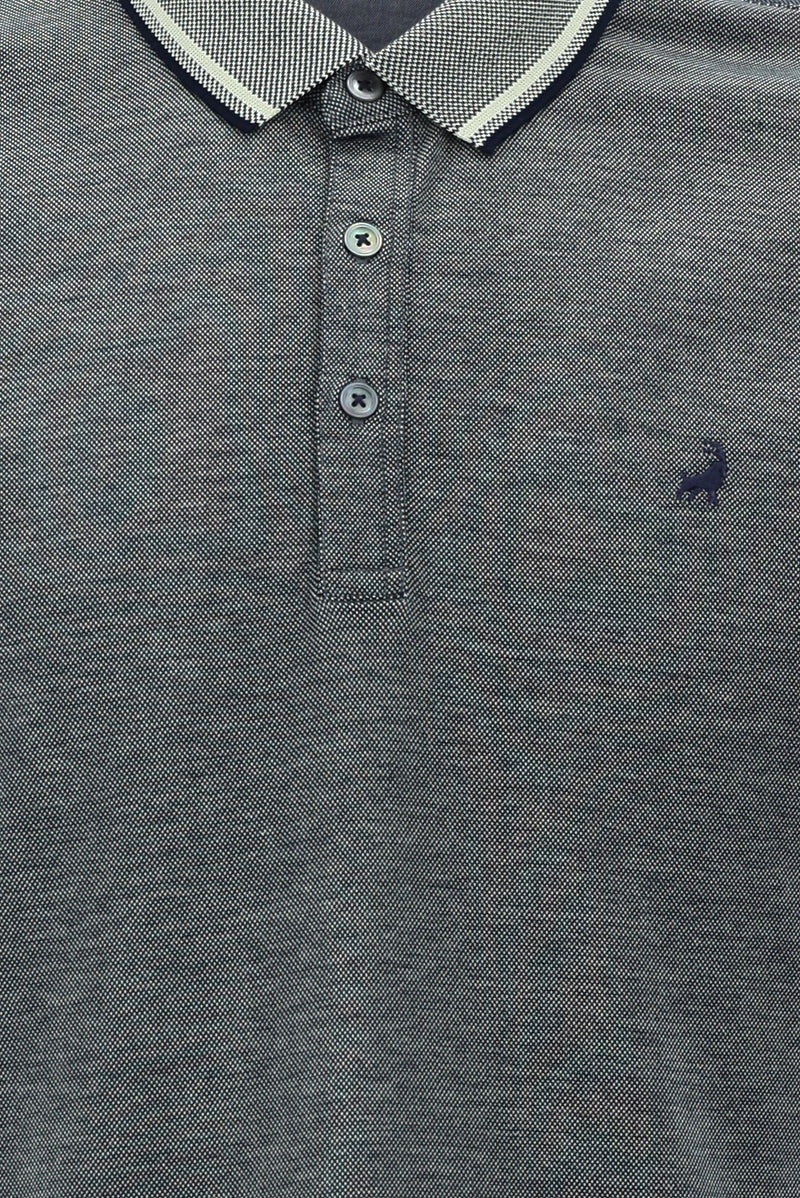 Su Yeşili Polo Yaka Regular Fit Nakışlı Merserize Pamuk T-shirt