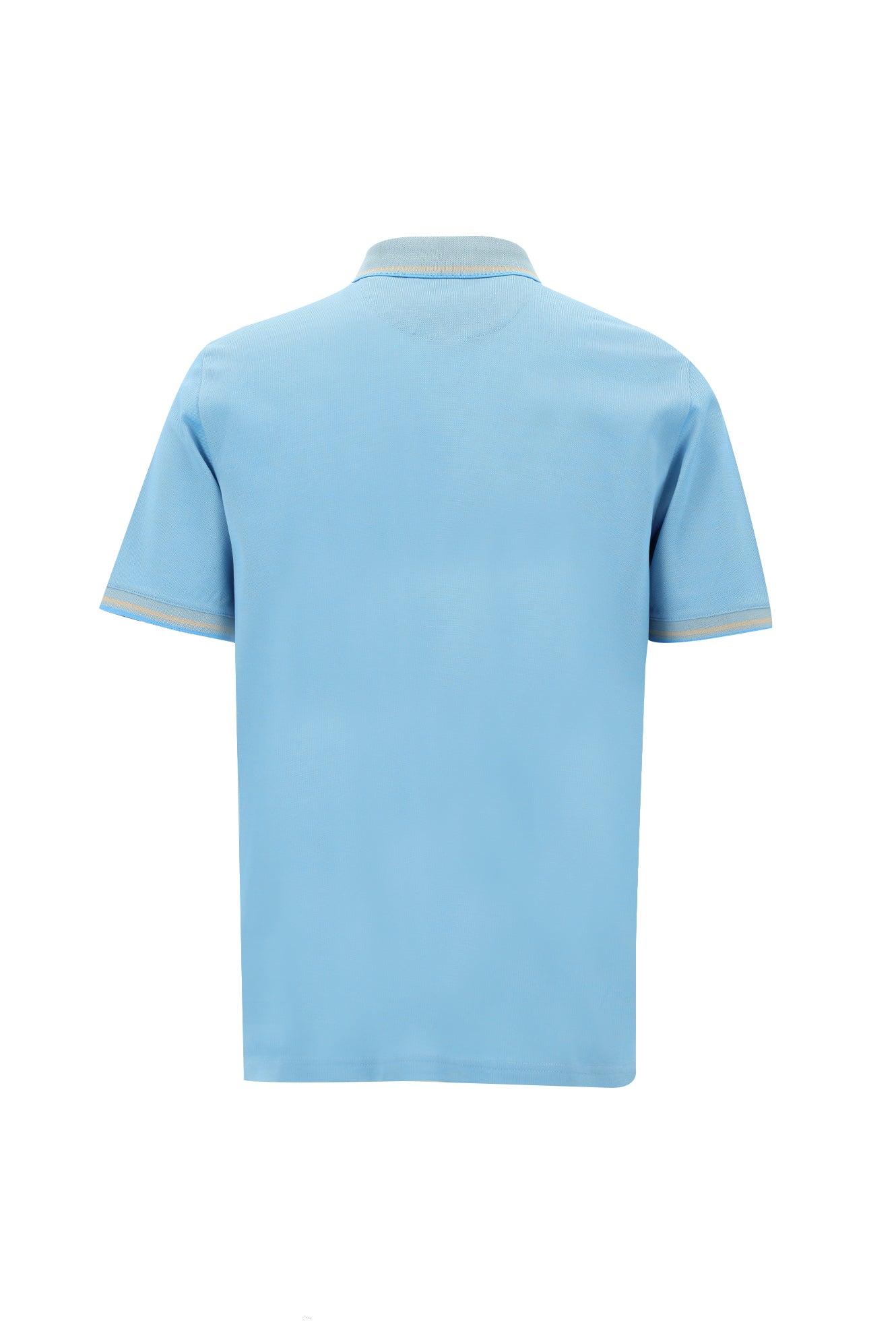 Orta Turkuaz Polo Yaka Regular Fit Nakışlı Merserize Pamuk T-shirt