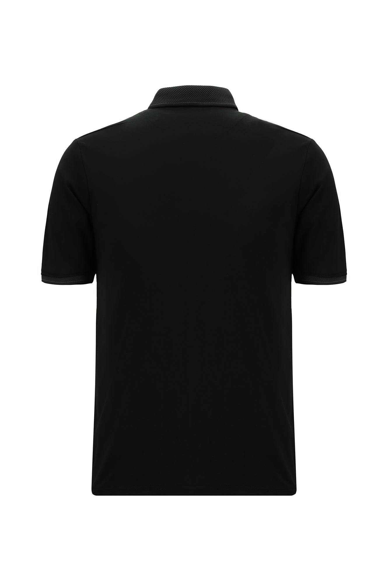 Siyah Regular Fit Desenli Nakışlı Pamuklu Polo Yaka T-shirt