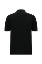Siyah Regular Fit Desenli Nakışlı Pamuklu Polo Yaka T-shirt