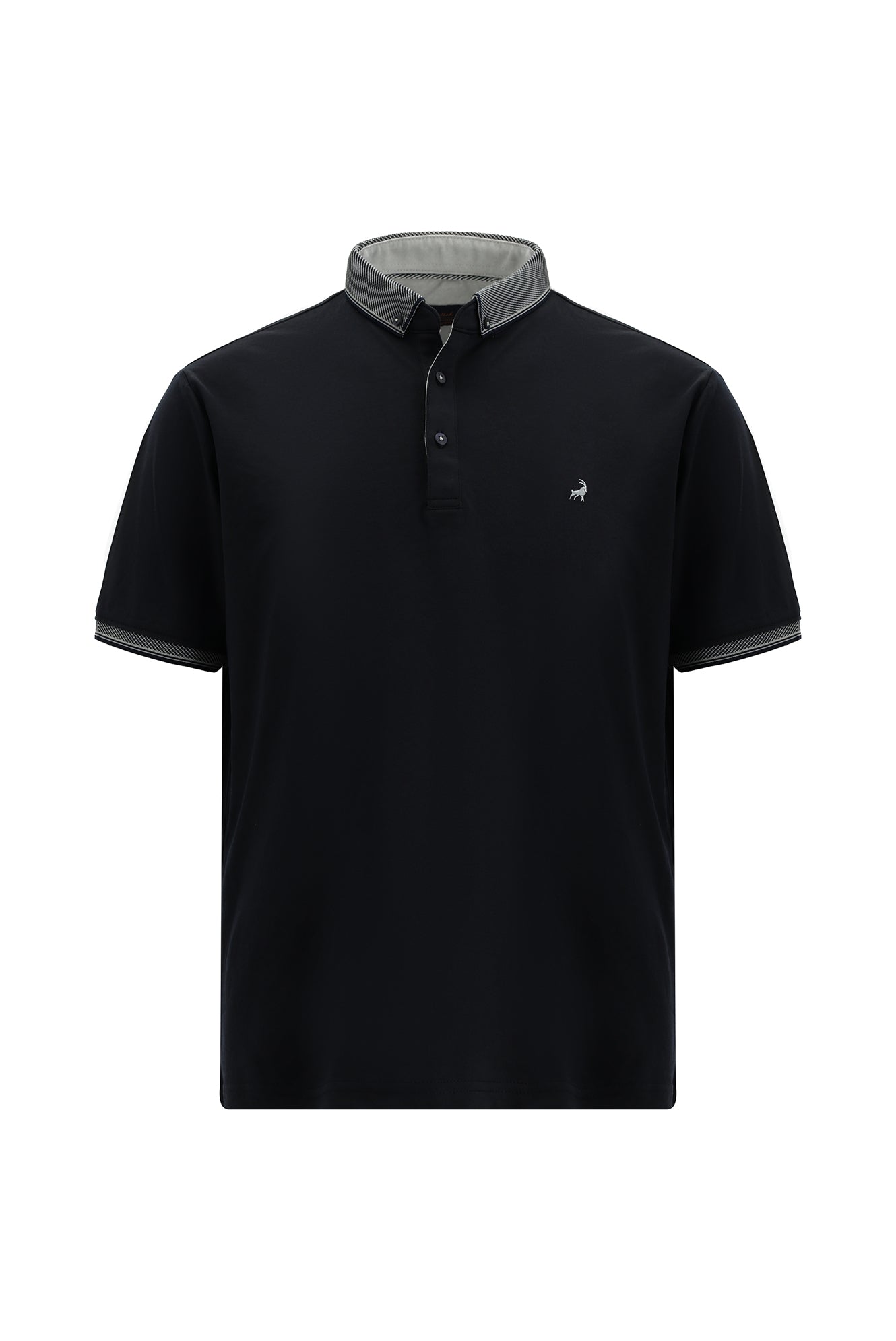 Koyu Lacivert Regular Fit Desenli Nakışlı Pamuklu Polo Yaka T-shirt