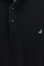 Koyu Lacivert Regular Fit Desenli Nakışlı Pamuklu Polo Yaka T-shirt