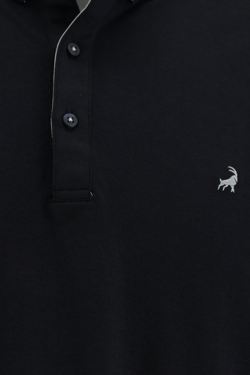 Koyu Lacivert Regular Fit Desenli Nakışlı Pamuklu Polo Yaka T-shirt